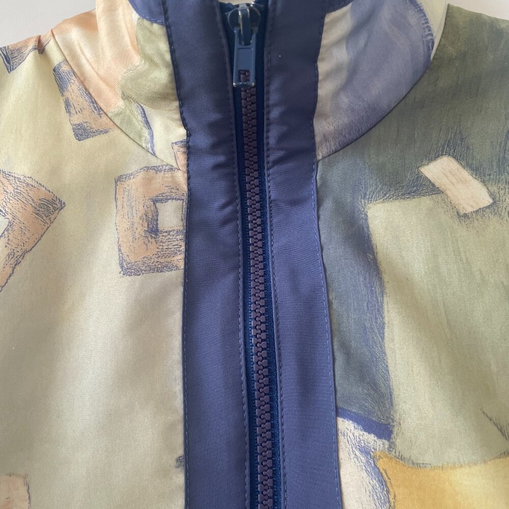 Lily's of Beverly Hills Vintage Bomber Jacket, Watercolor Pastel Print, S, 5373 - Picture 3 of 9